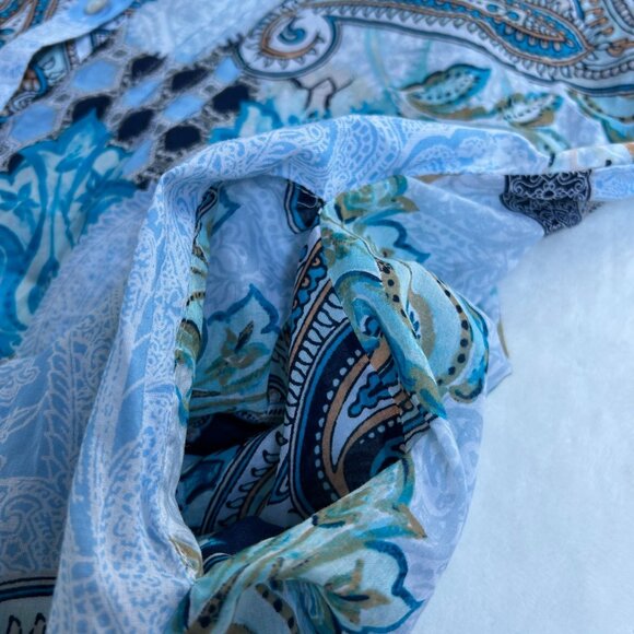 Chico's Womens Button-Down Paisley Tunic Shirt Size 2 US 12/14 Blue 100% Cotton - Picture 4 of 7